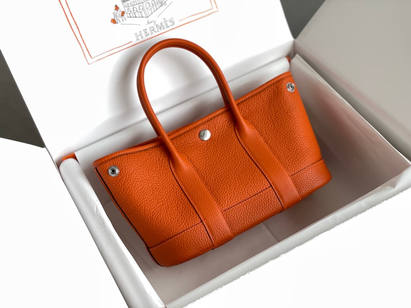 Hermes Garden Party 23 bag in Orange Togo Leather WAX High
