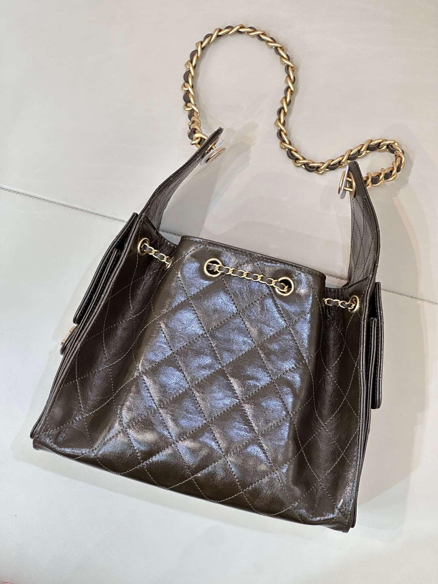 Chanel 25 Small Hobo handbag AS5293 Grained Calfskin & Gold-tone Metal Dark Brown TOP