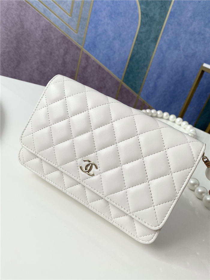 Chanel Wallet on Chain Imitation Pearls White A