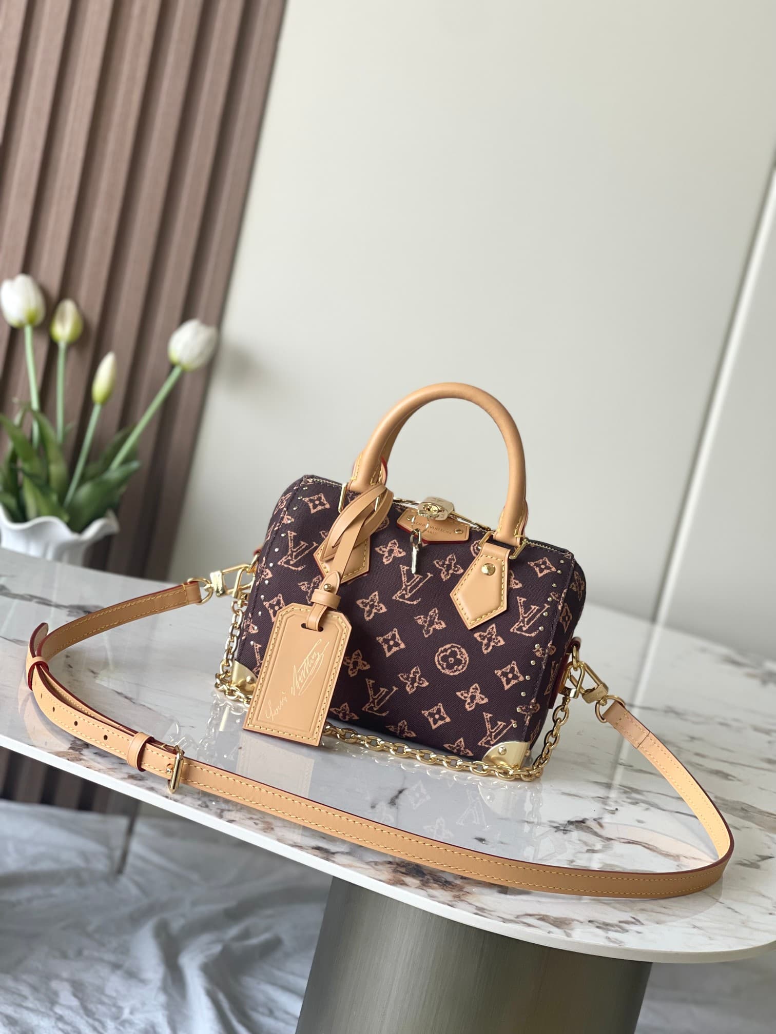 Louis Vuitton Speedy Trunk 20 bag Monogram Origine M28102 High