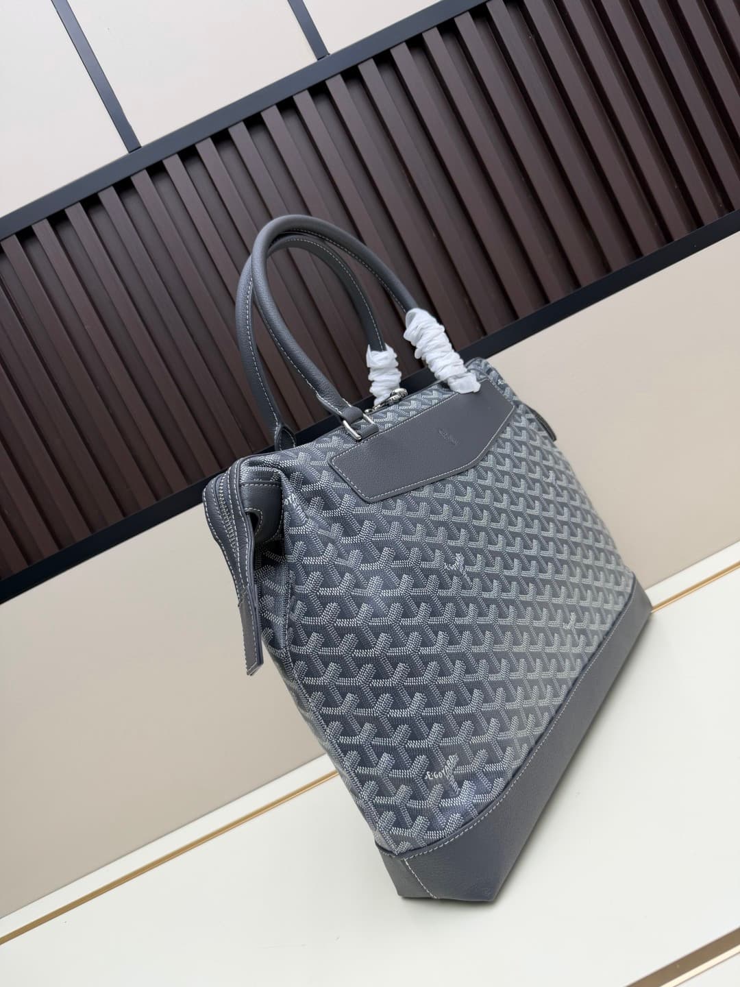 Goyard Cisalpin Document Case Grey Chevron Print Coated Canvas Mid