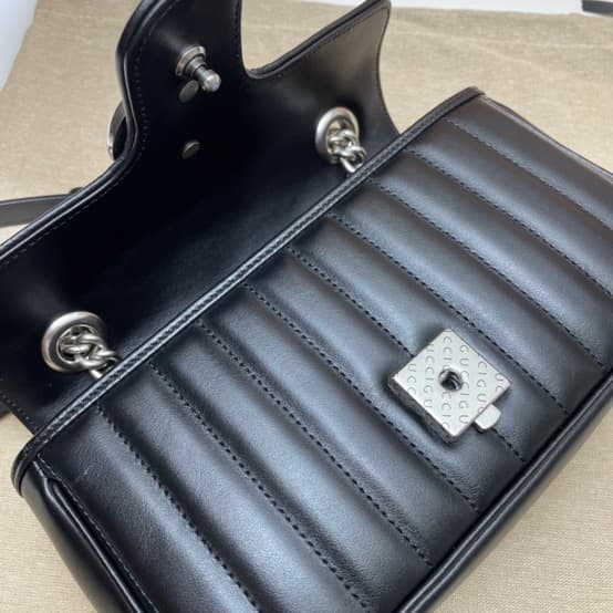 GG Marmont mini New matelassé shoulder bag 446744 Black High