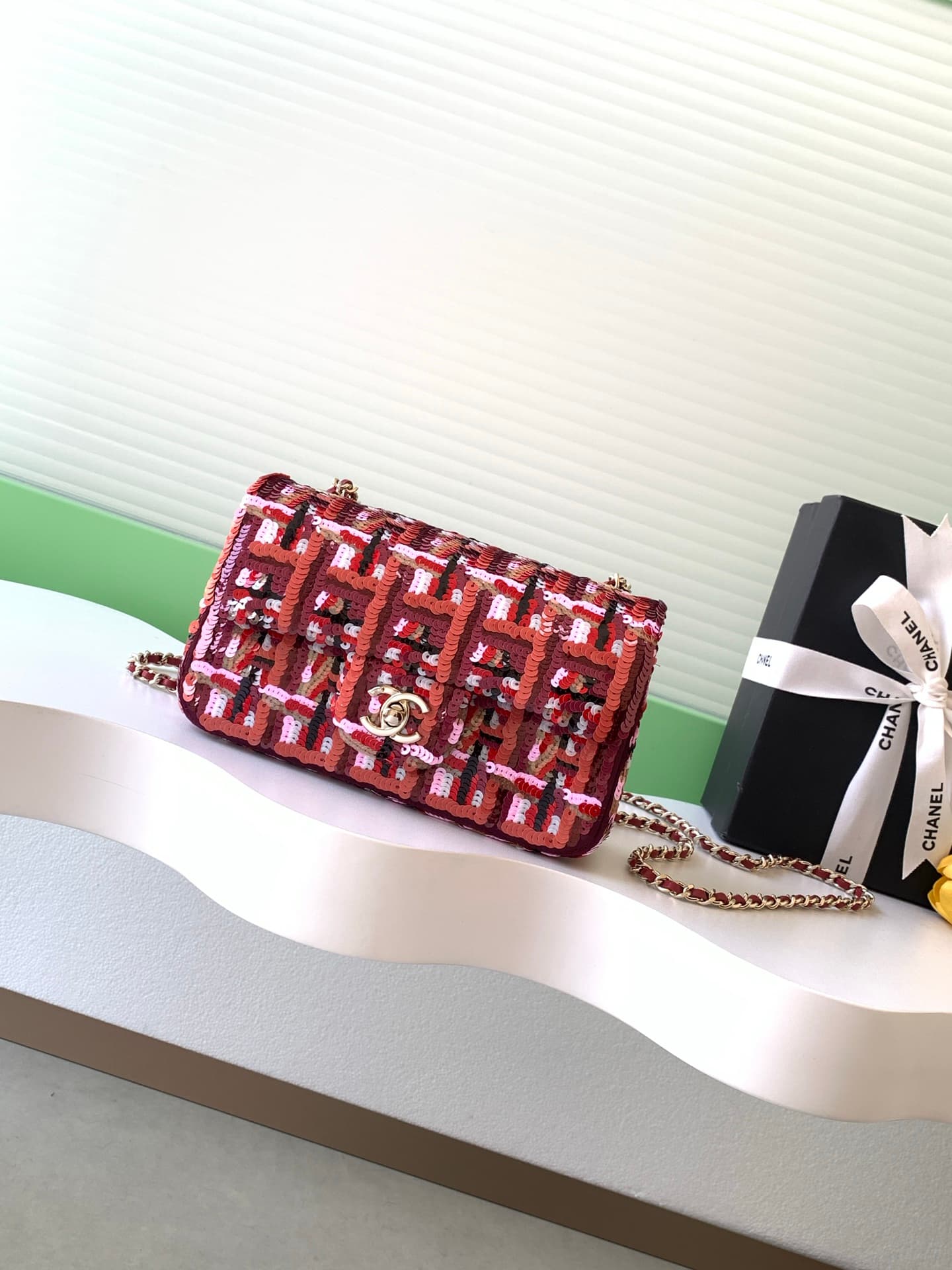 Chanel Flap Bag Sequins & Gold-Tone Metal AS4561  A