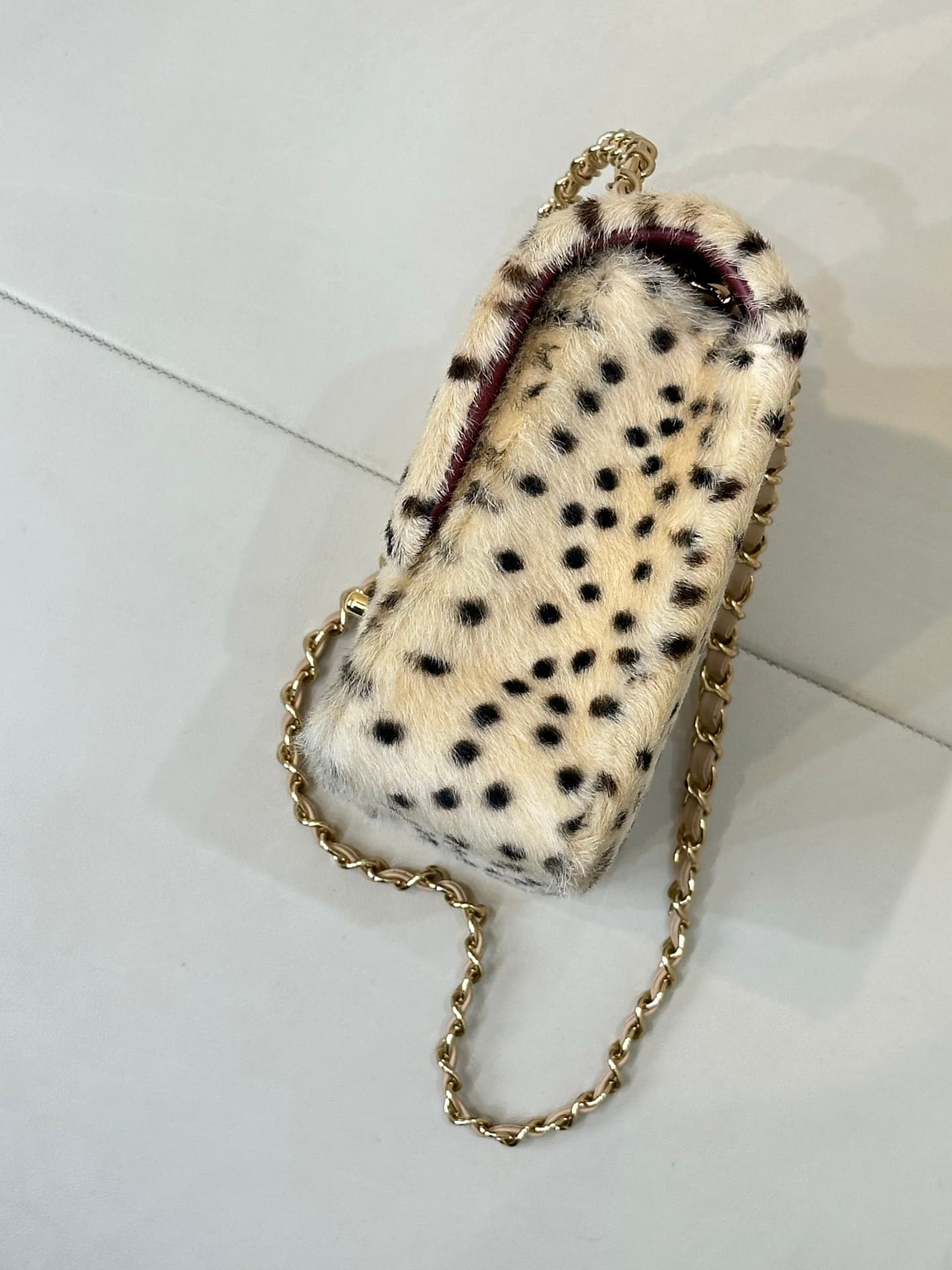 Chanel Flap Bag Dotted Leopard Pony Hair & Gold-Tone Metal Beige AS6513 TOP