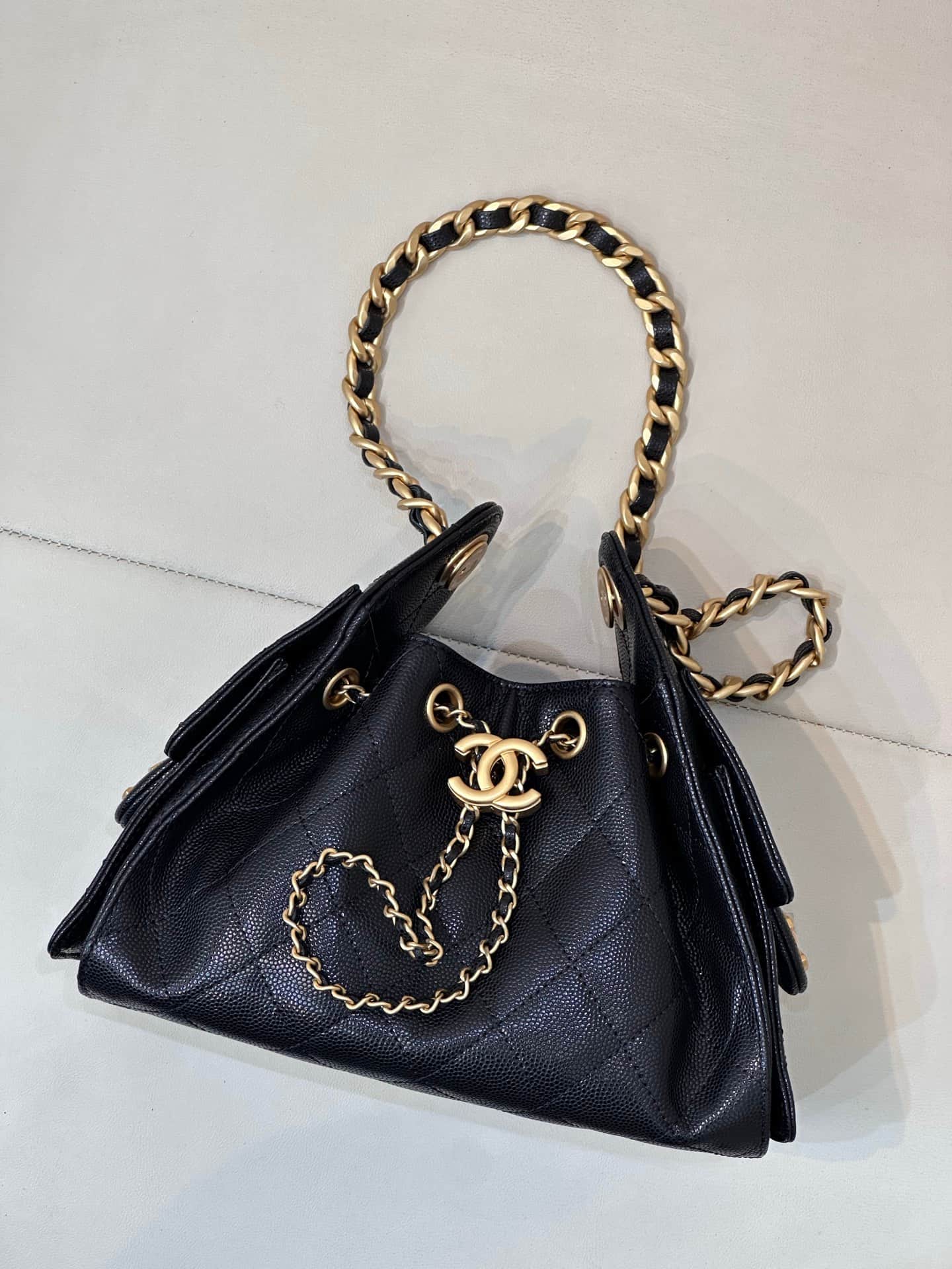 CHANEL 25 Mini Handbag AS5631 Grained Calfskin & Gold-tone Metal Black TOP