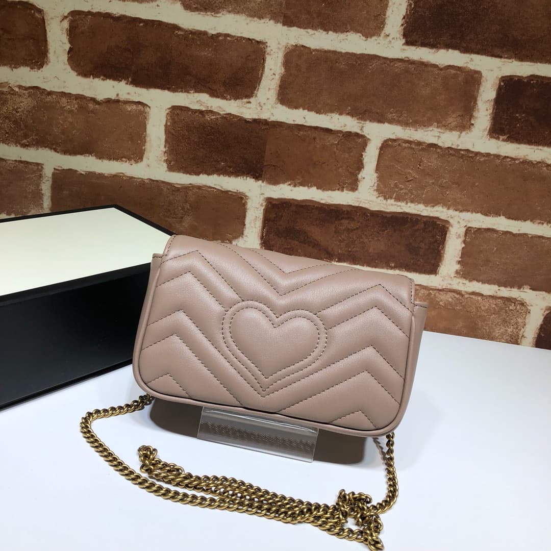 GG MARMONT MATELASSÉ SUPER MINI BAG 476433 Nude High
