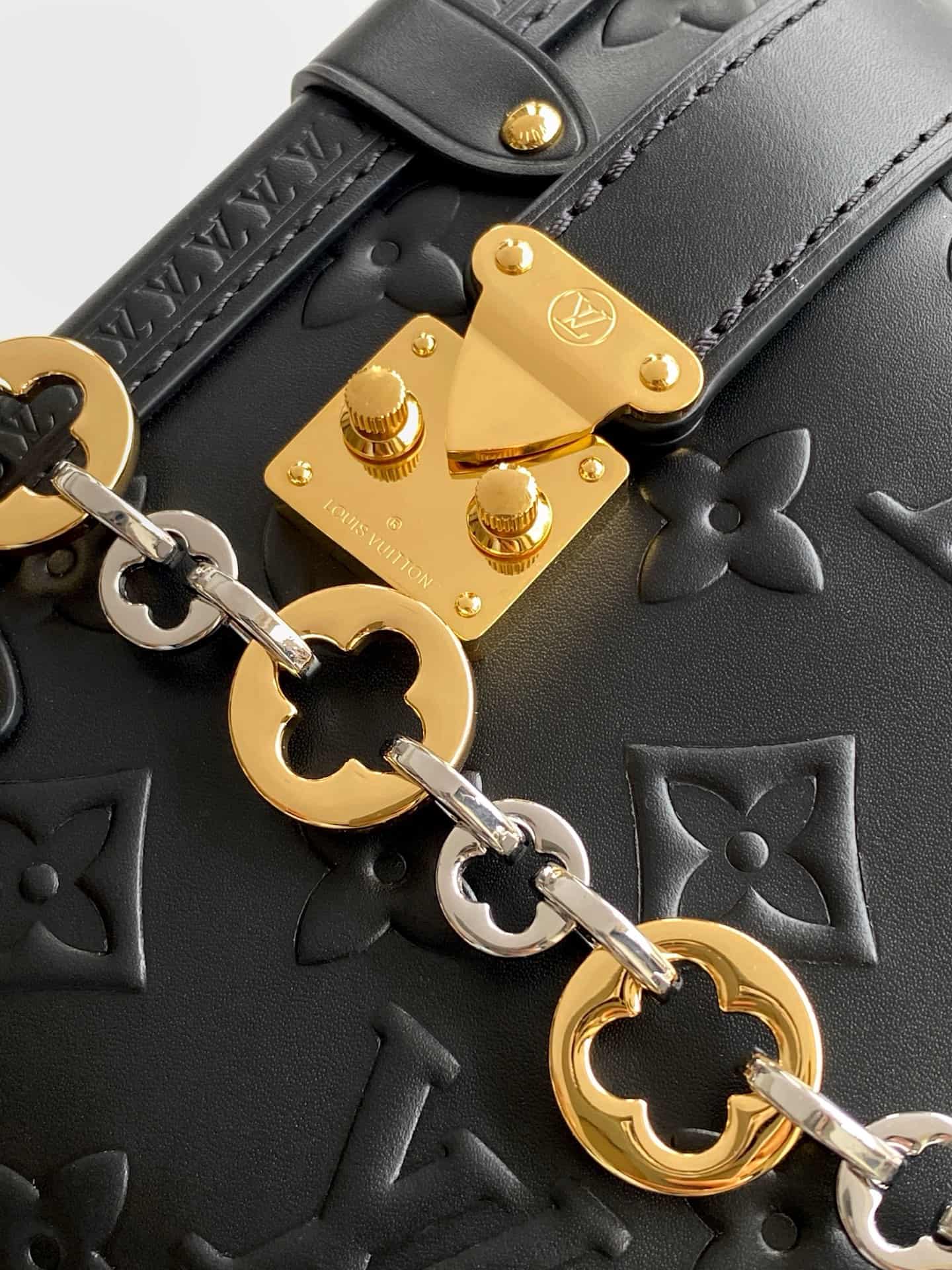 Louis Vuitton Side Trunk MM Black Grained cowhide leather M28570 High