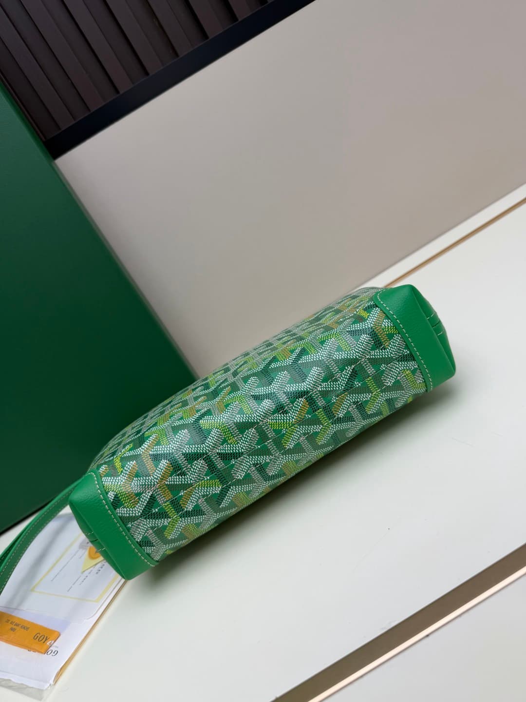 Goyard Conti pouch Goyardine canvas and Chevroches Calfskin Green High