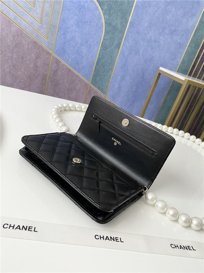 Chanel Wallet on Chain Imitation Pearls Black A