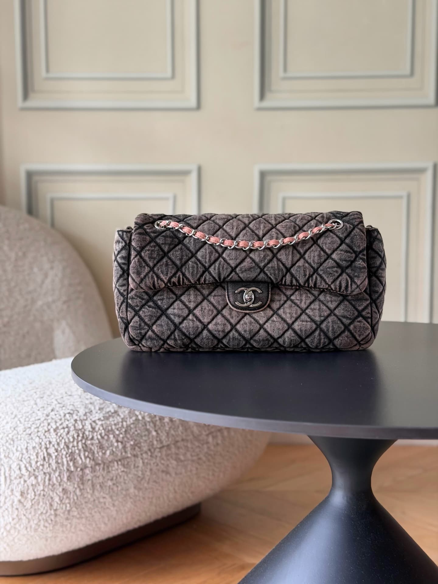 Chanel Denimpression Flap bag Denim& Silver Metal Black AS3102 A