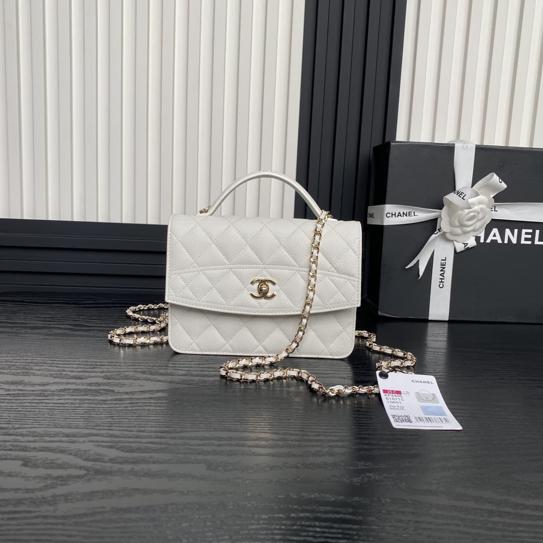Chanel Mini Flap Clutch with Chain AP4406Grained Calfskin & Gold-Tone Metal White A