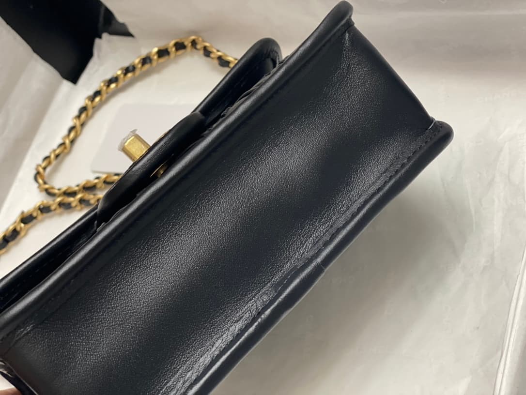 Chanel Mini Flap Bag Metallized Braided Calfskin & Gold-Tone Metal  Black AS4797 High