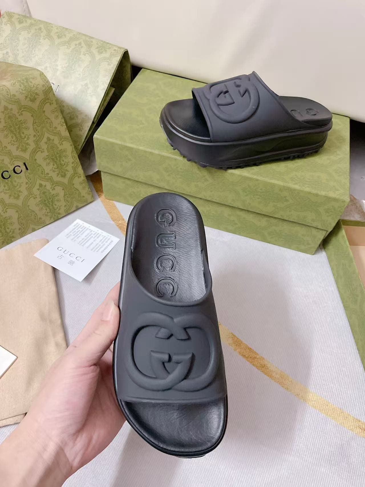 Gucci Interlocking G Platform Slide Sandals