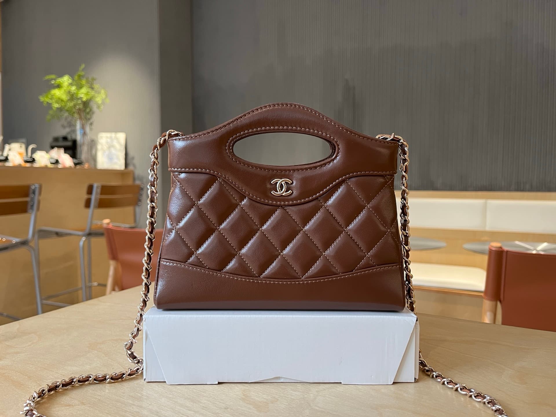 Chanel 31 Mini BAG Calfskin & Gold-Tone Metal AP3656 Brown A