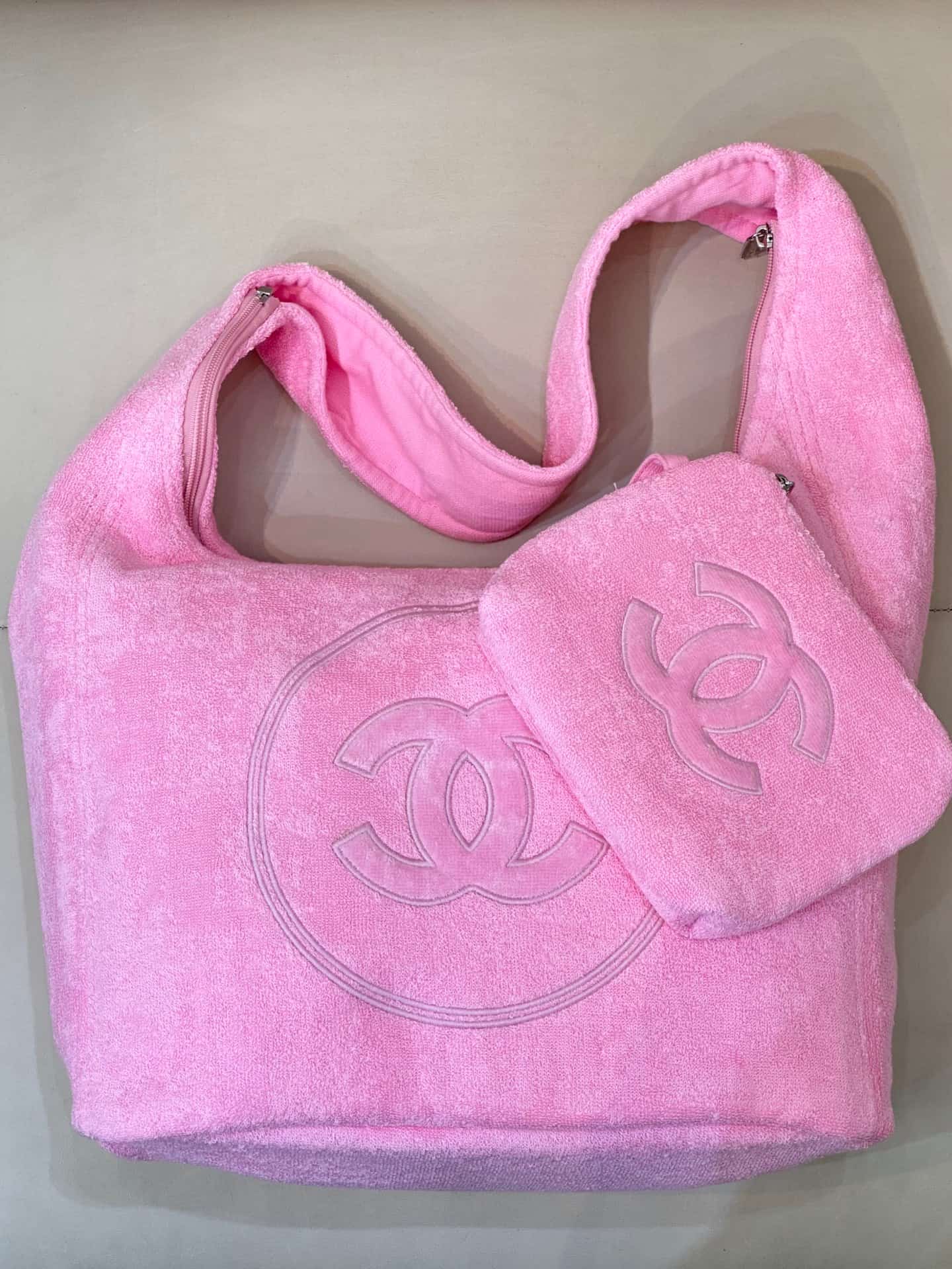 Chanel Beach Hobo Handbag Towelling Cotton TOP