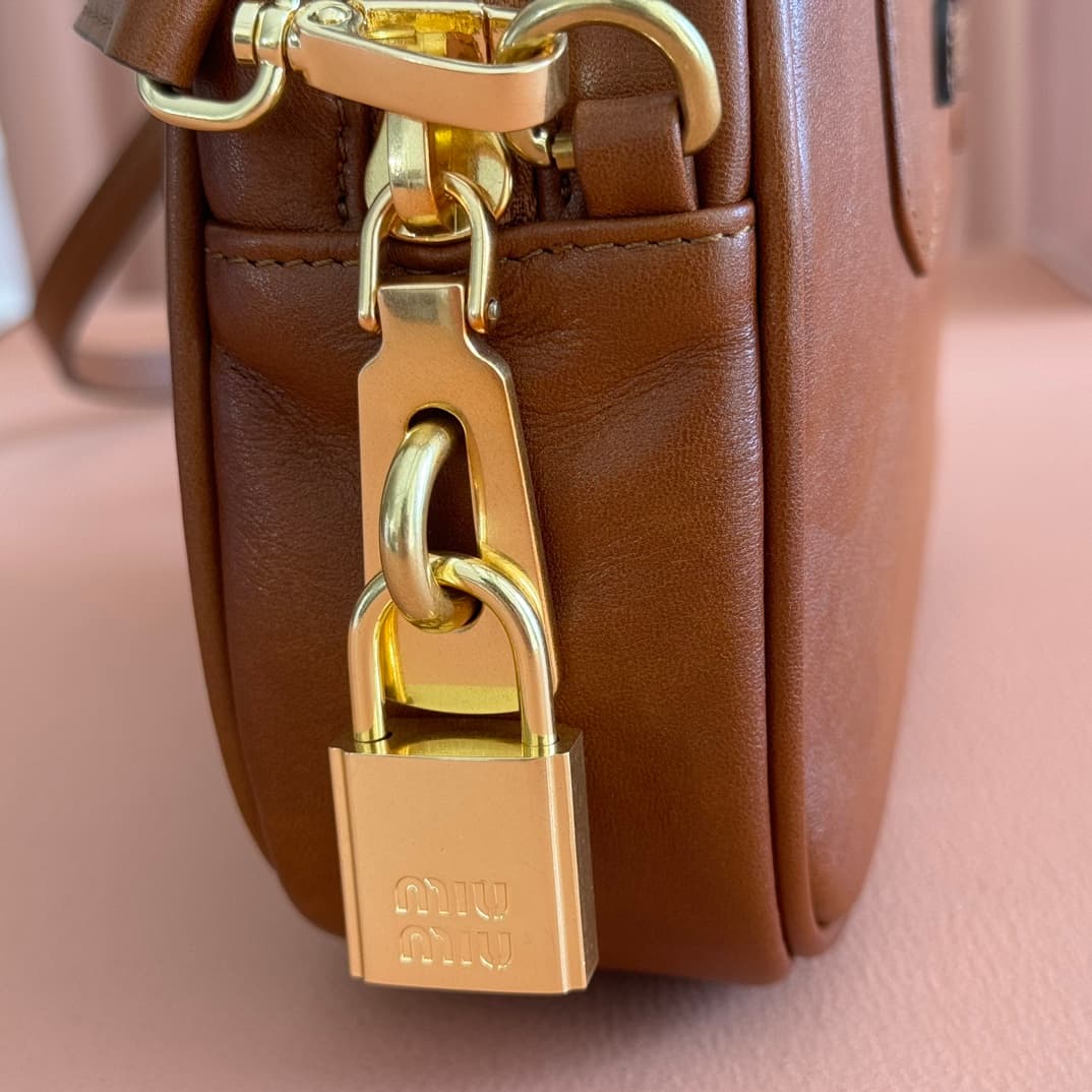 Miu Miu Arcadie Calfskin leather bag 5BB123 Cognac TOP
