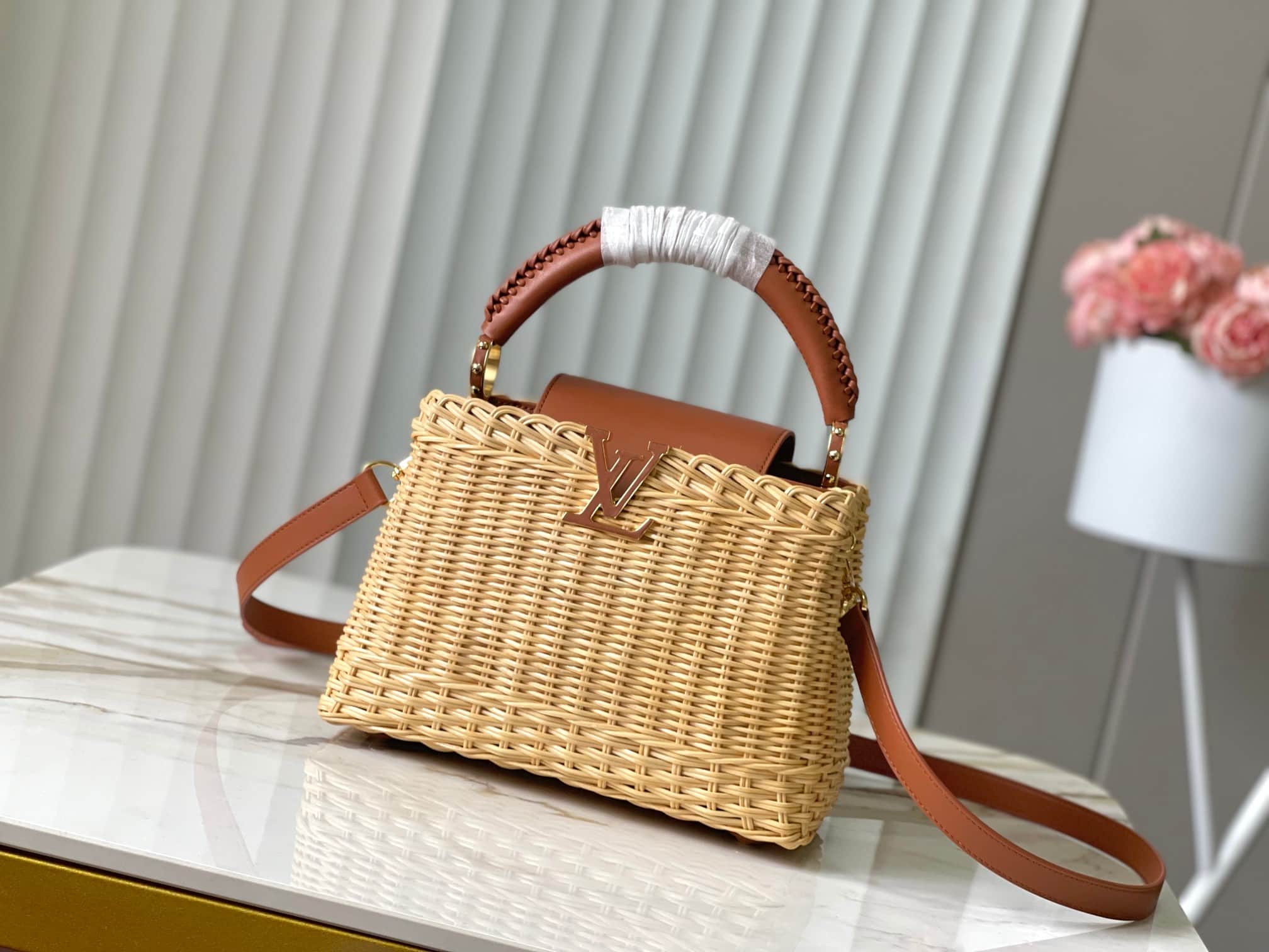 Louis Vuitton Capucines BB Rattan and cowhide leather M26025 Tan Top