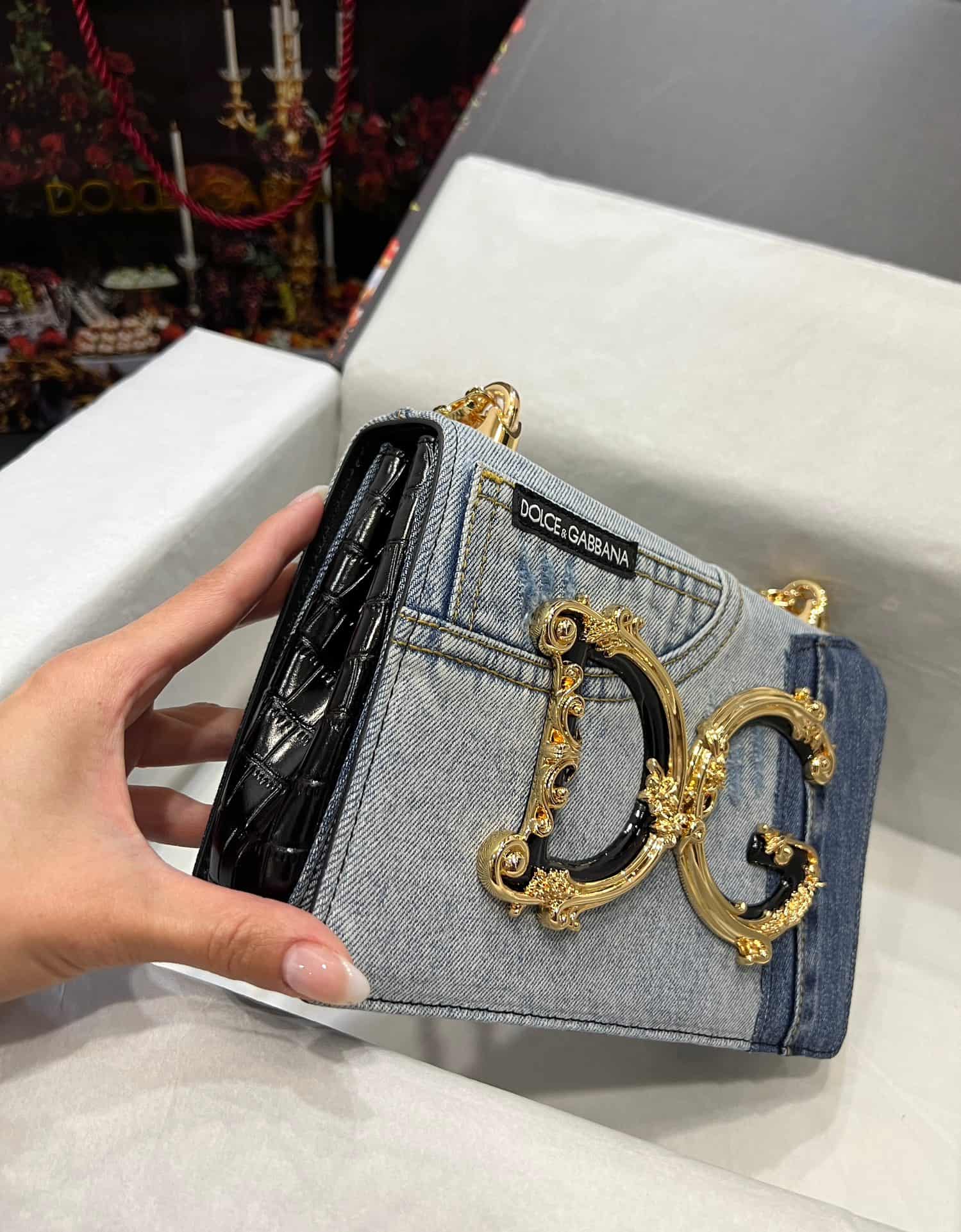Dolce & Gabbana Denim DG Girls shoulder bag in blue high