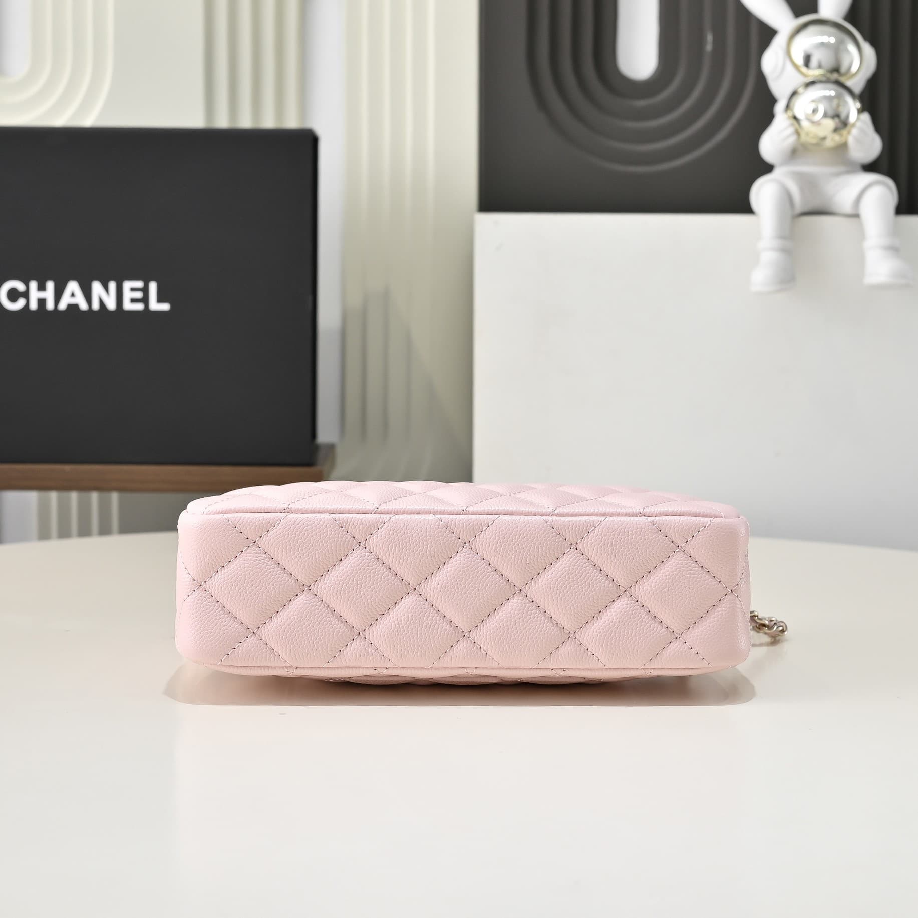 Chanel Chain Wallet Grained Shiny Calfskin & Gold-Tone Metal AS4704 Pink A