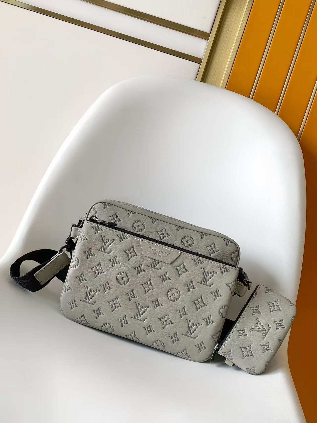 Louis Vuitton Trio Messenger Anthracite Gray Monogram Shadow calfskin leather M27185 High