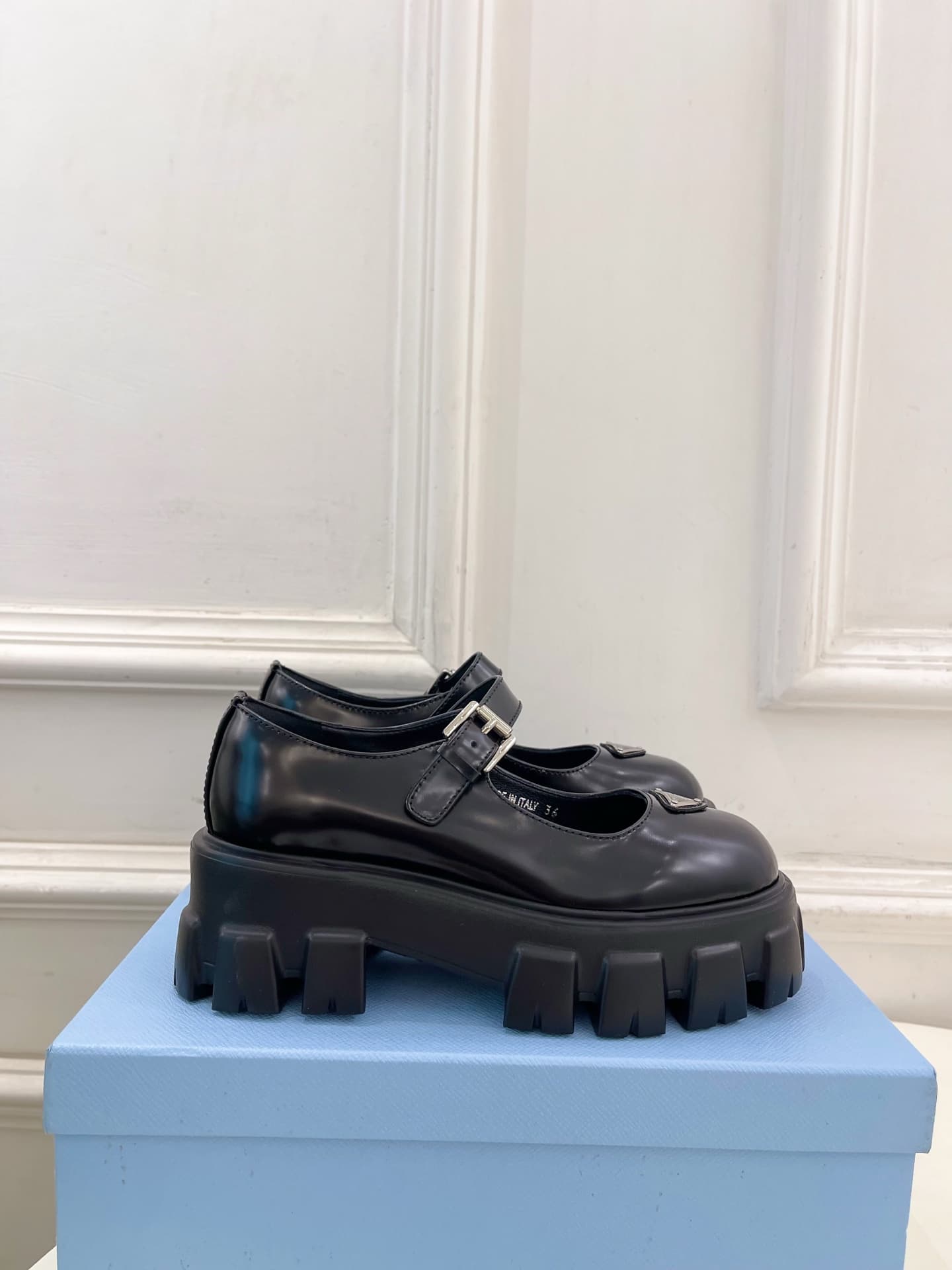Prada Brushed leather Monolith Mary Janes