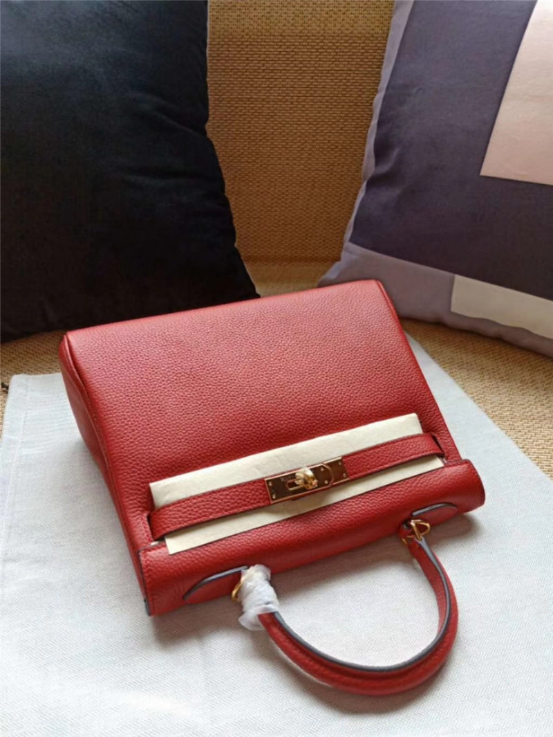 Hermes Kelly 25/28 Retourne Bag Calfskin In Red High
