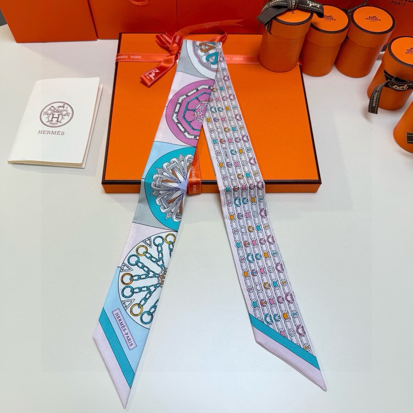Hermes Silk L'Effet Kaleidoscope Twilly scarf