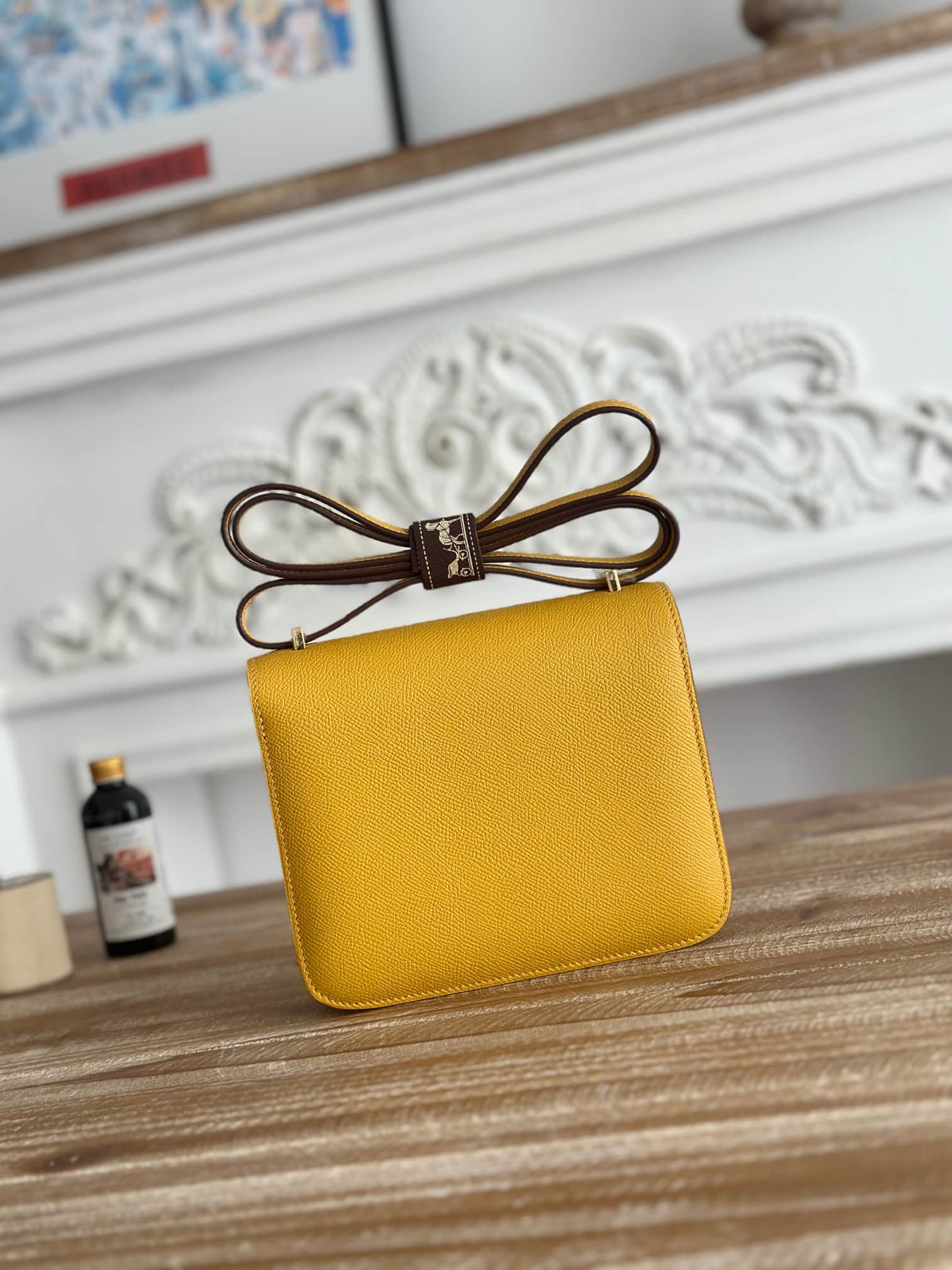 Hermes Mini Constance 18cm Epsom Bag WAX Jaune Ambre High