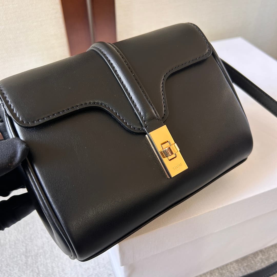 Celine Calfskin Small 16 Bag in Black High