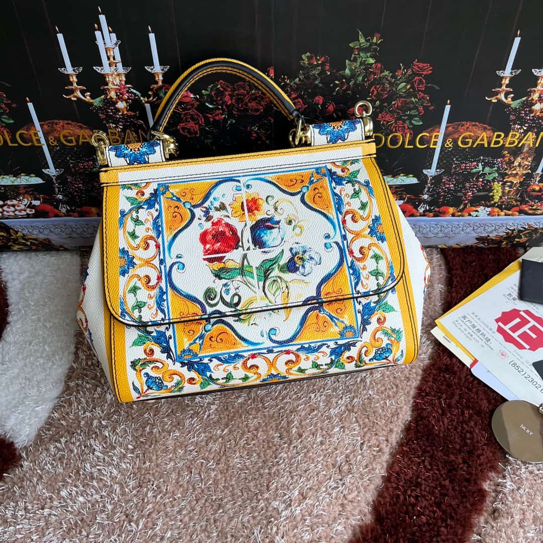 Dolce & Gabbana Miss Sicily top handle bag with multicolor print leather High