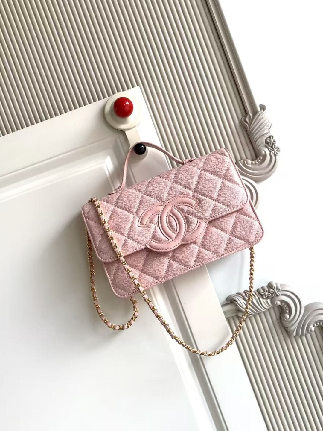Chanel Wallet on chain Grained Calfskin & Gold-Tone Metal Pink AS6554 A