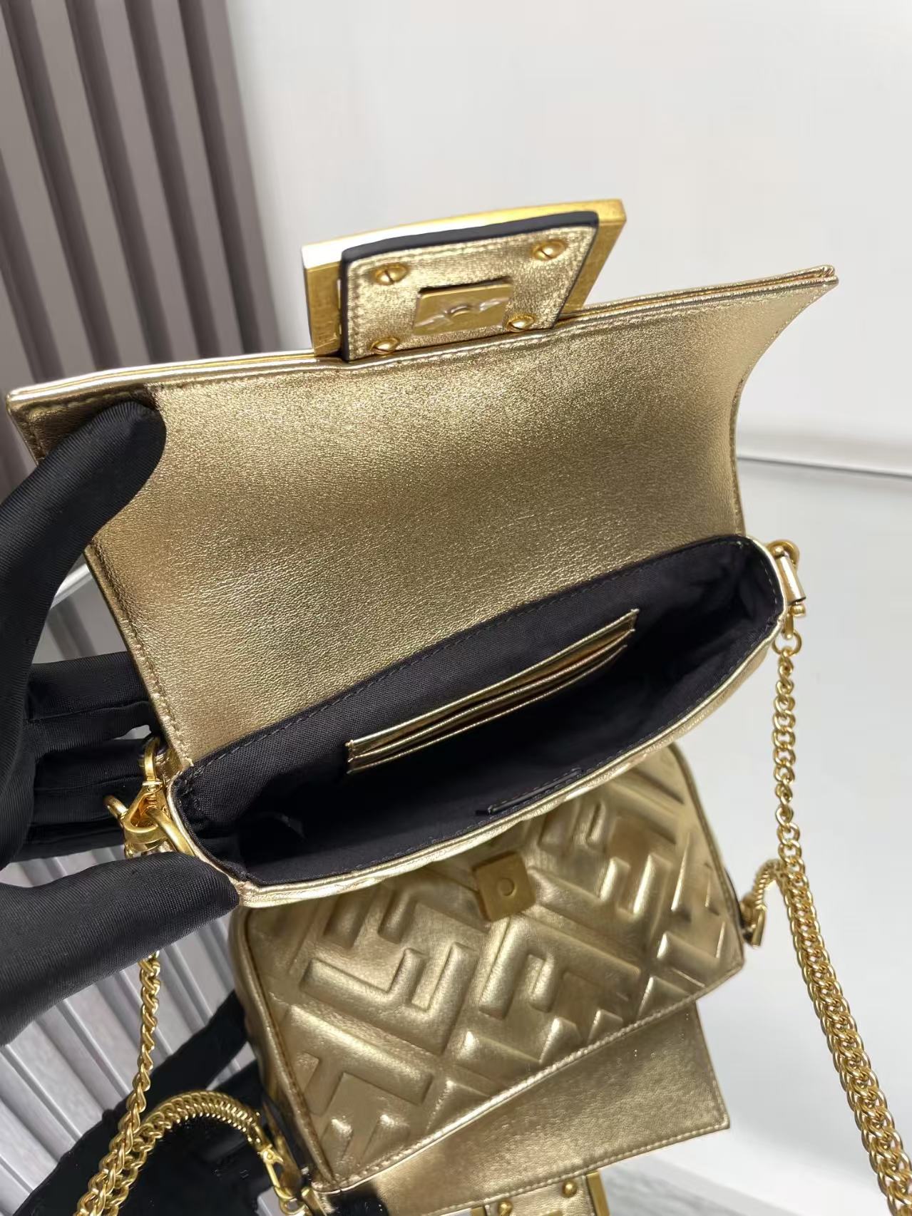 MINI BAGUETTE leather bag gold High