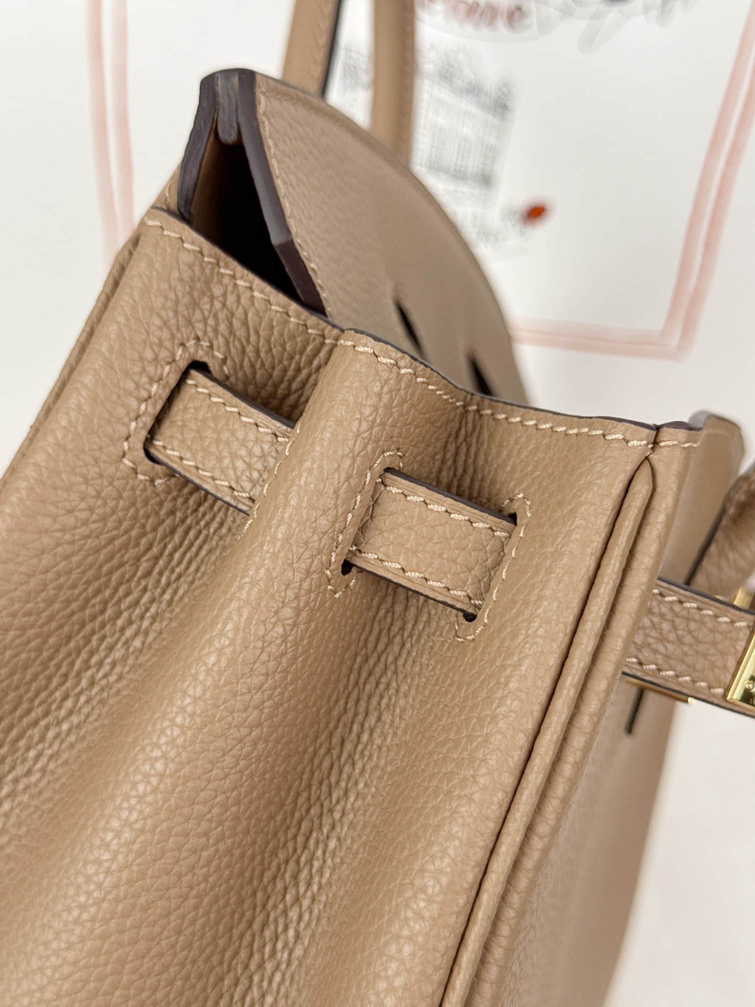 Hermes Birkin 25/30 Bag Togo Calfskin Leather Chai High