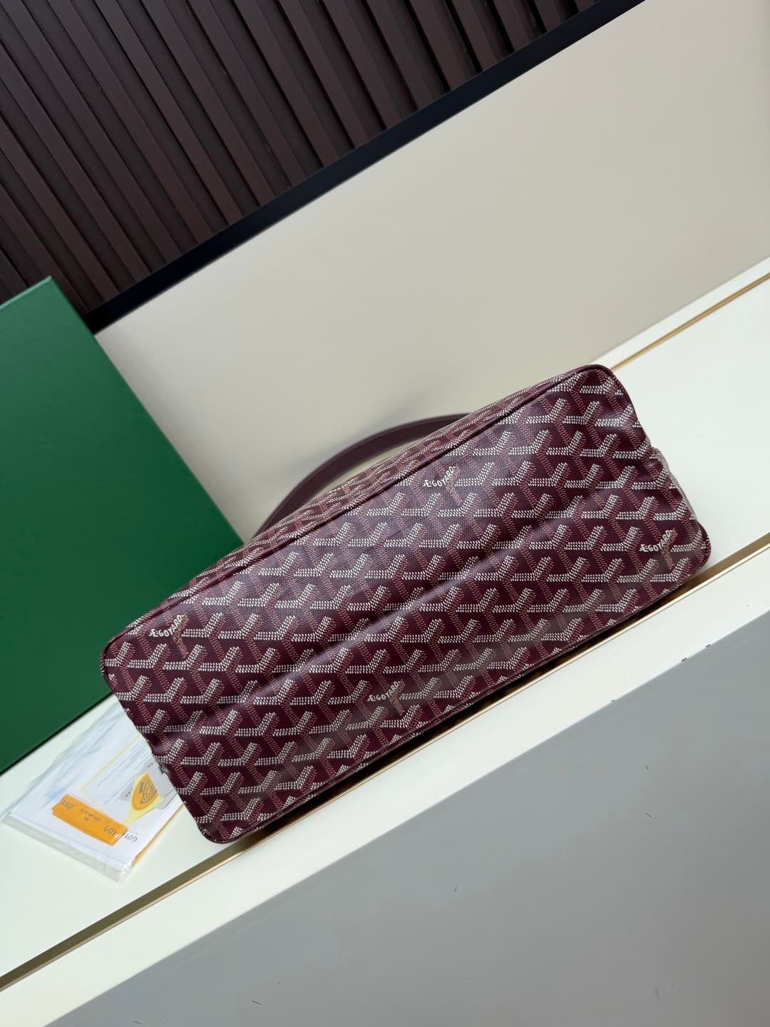 Goyard Bohème Burgundy Hobo Bag Chevron Canvas and  White Painted Mascot High