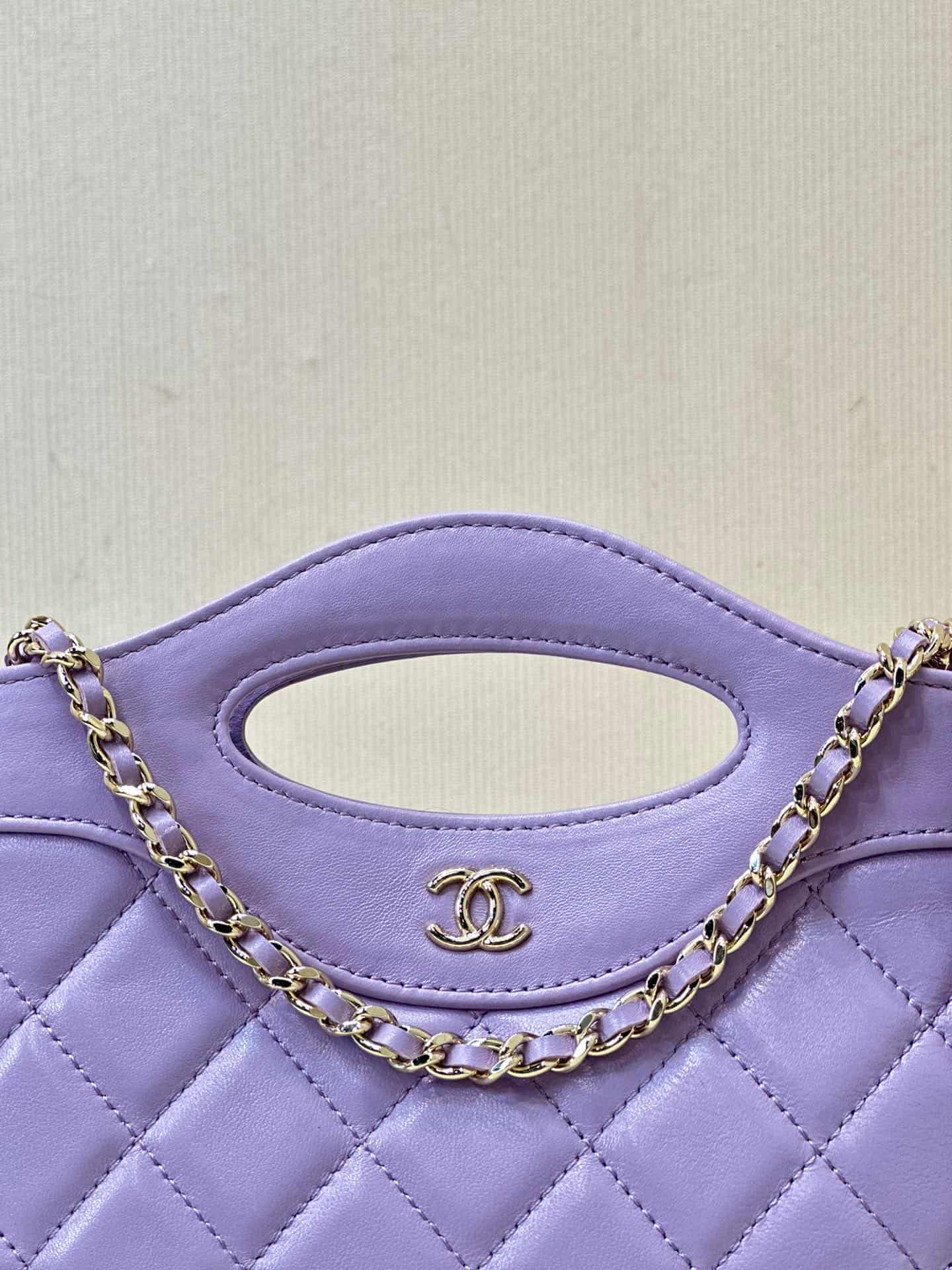 Chanel Clutch with chain Lambskin & Gold-Tone Metal AP3656 Purple TOP