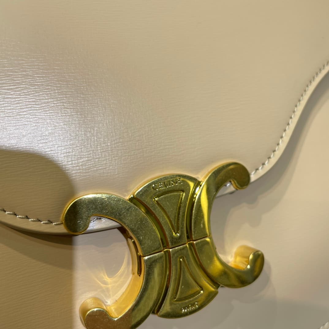 Celine Triomphe Saddle Bag in Beige Shiny Calfskin High