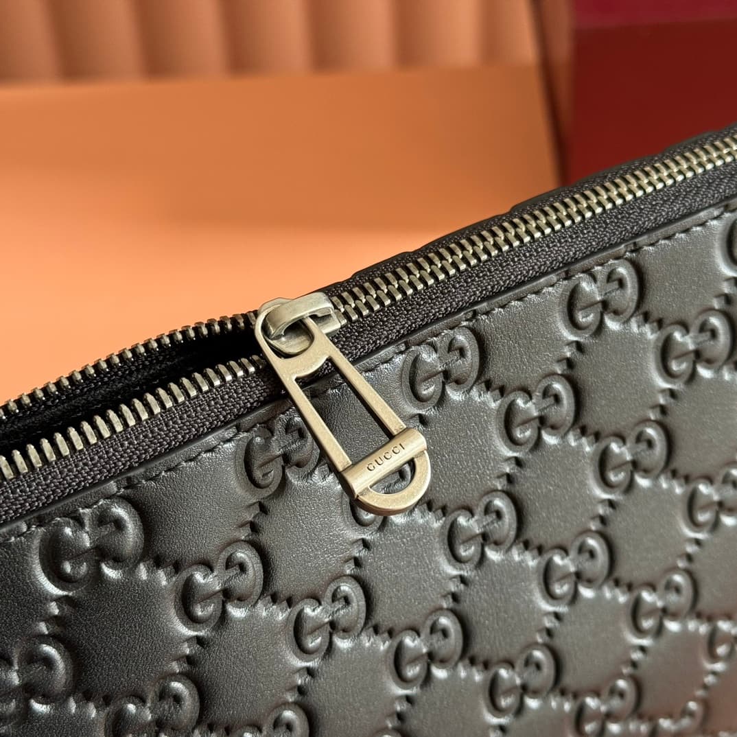 Gucci GG Emblem medium crossbody bag Black embossed GG smooth leather 850214 High