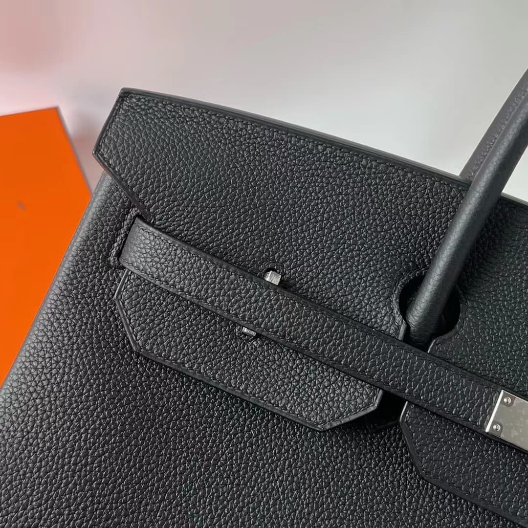 Hermes Birkin 40cm Bag Togo Leather Silver/Gold Metal In Black WAX High Customizing Style