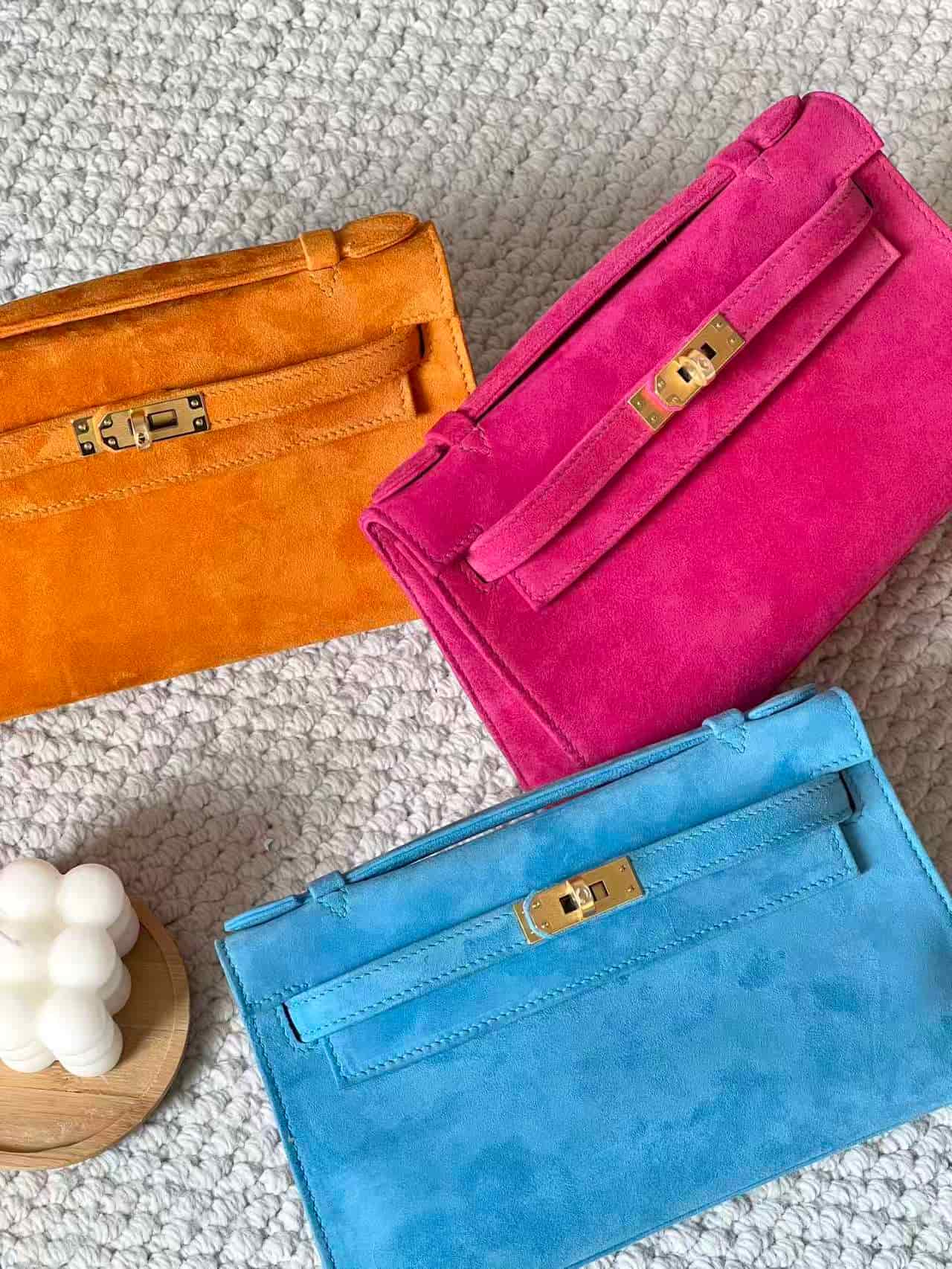 Hermès Kelly Pochette in Suede WAX High Customizing Style