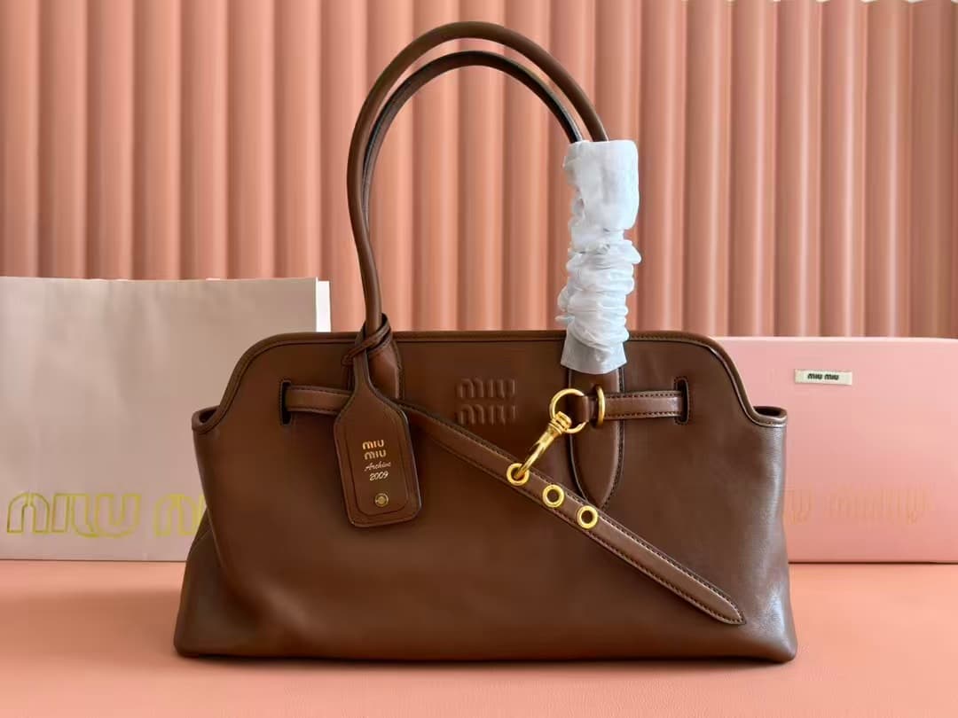 Miu Miu Aventure nappa leather bag 5BG310 Oak TOP