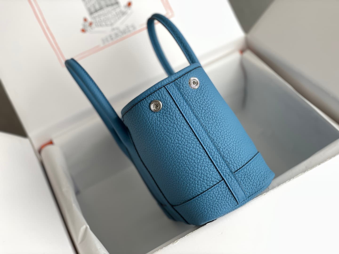 Hermes Garden Party 23 bag in Blue Zanzibar Togo Leather WAX High