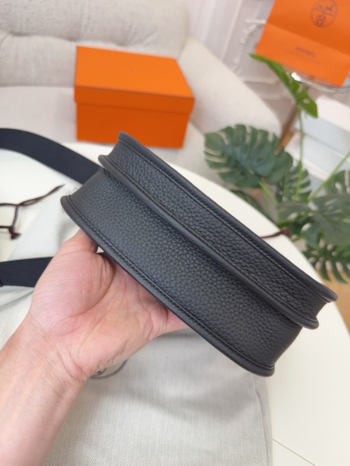 Hermes Evelyne Mini 23 Bag Calfskin In Black WAX High