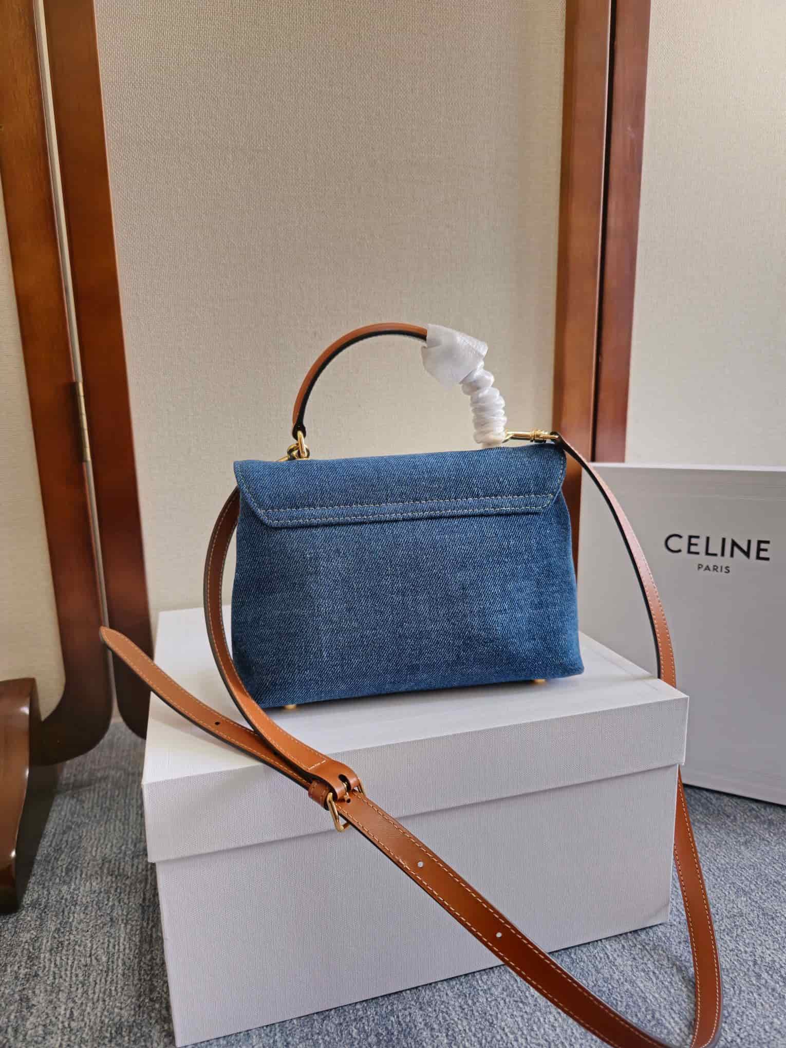 Celine Mini Teen Nino bag in Blue Denim High