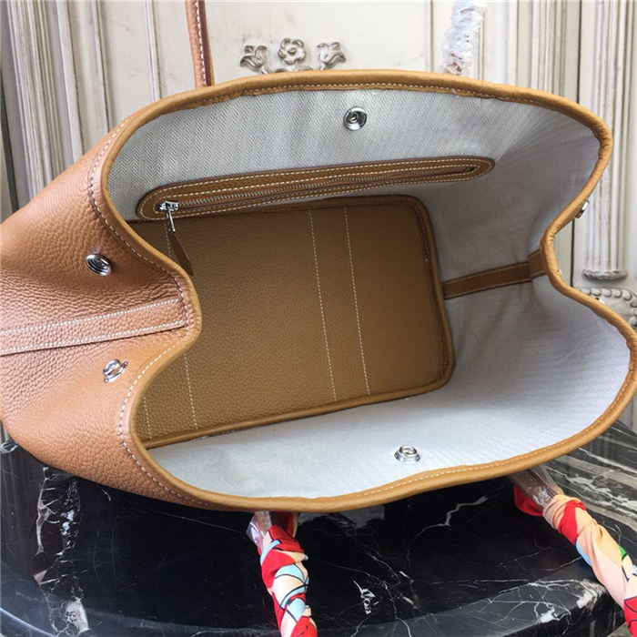 Hermes Garden Party 30/36 Bag Calfskin In Gold High