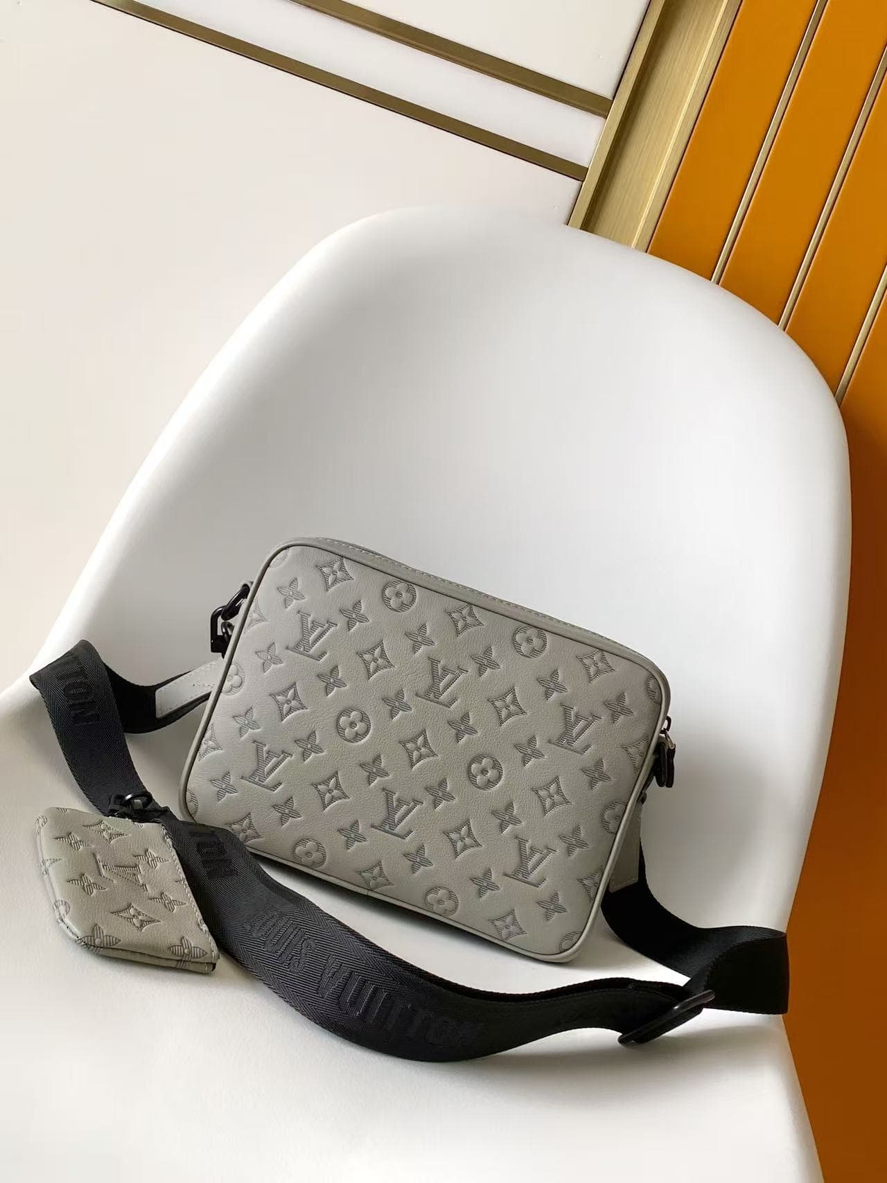 Louis Vuitton Trio Messenger Anthracite Gray Monogram Shadow calfskin leather M27185 High