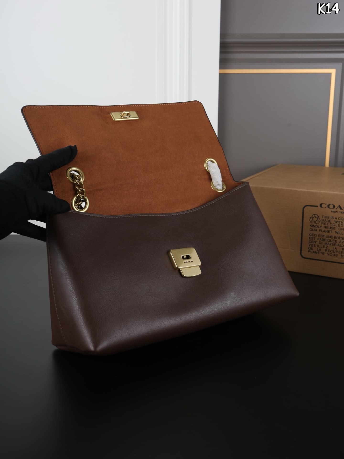 Coach Chelsea Shoulder Bag 30 Smooth Grain Leather Caramel High