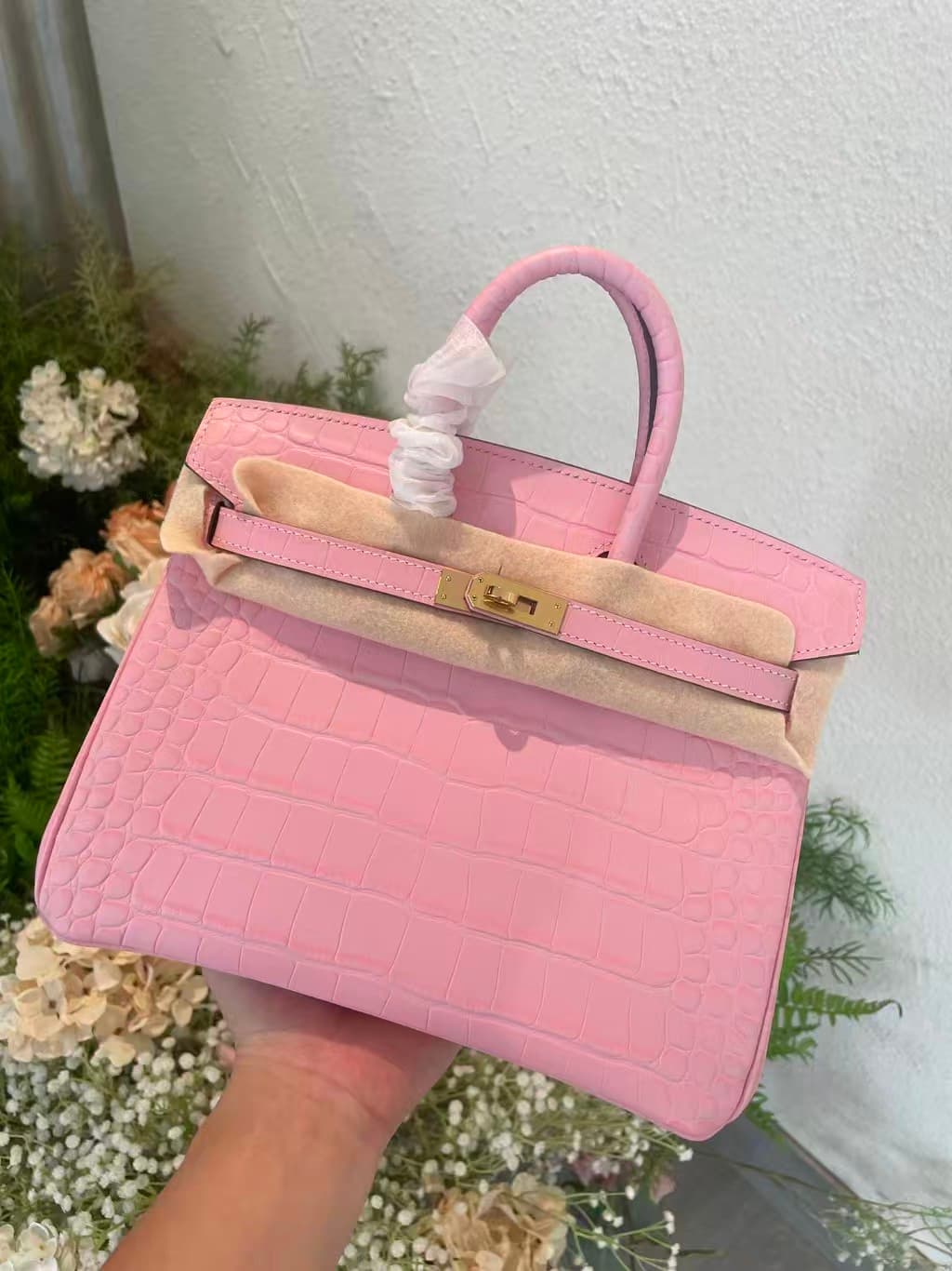 Hermes Birkin 25/30/35cm Bag Matt Crocodile Leather In Rose Sakura WAX High Customizing Style