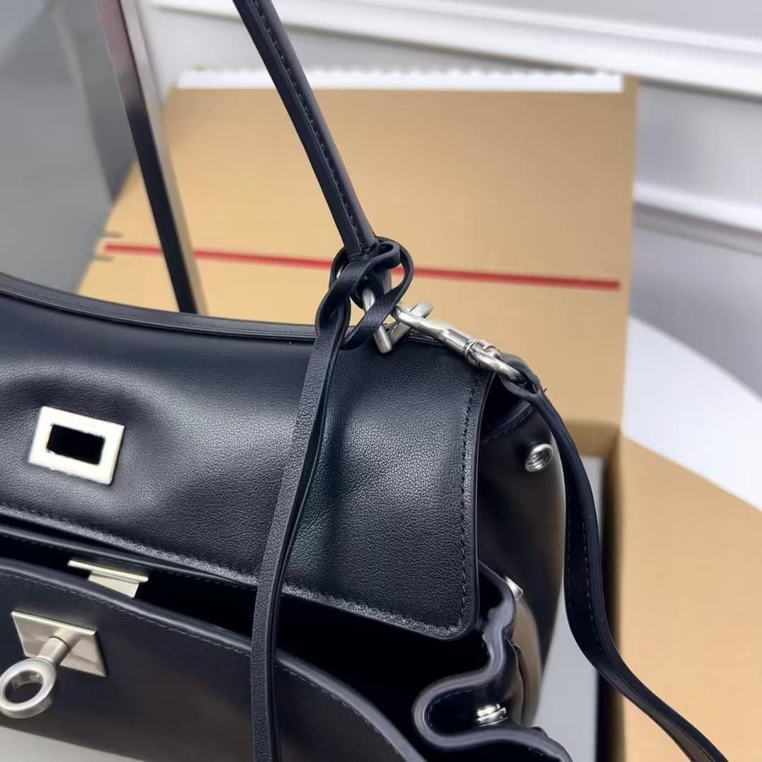 Balenciaga Rodeo Small Bag in Black Leather With Silver-Tone Metal High