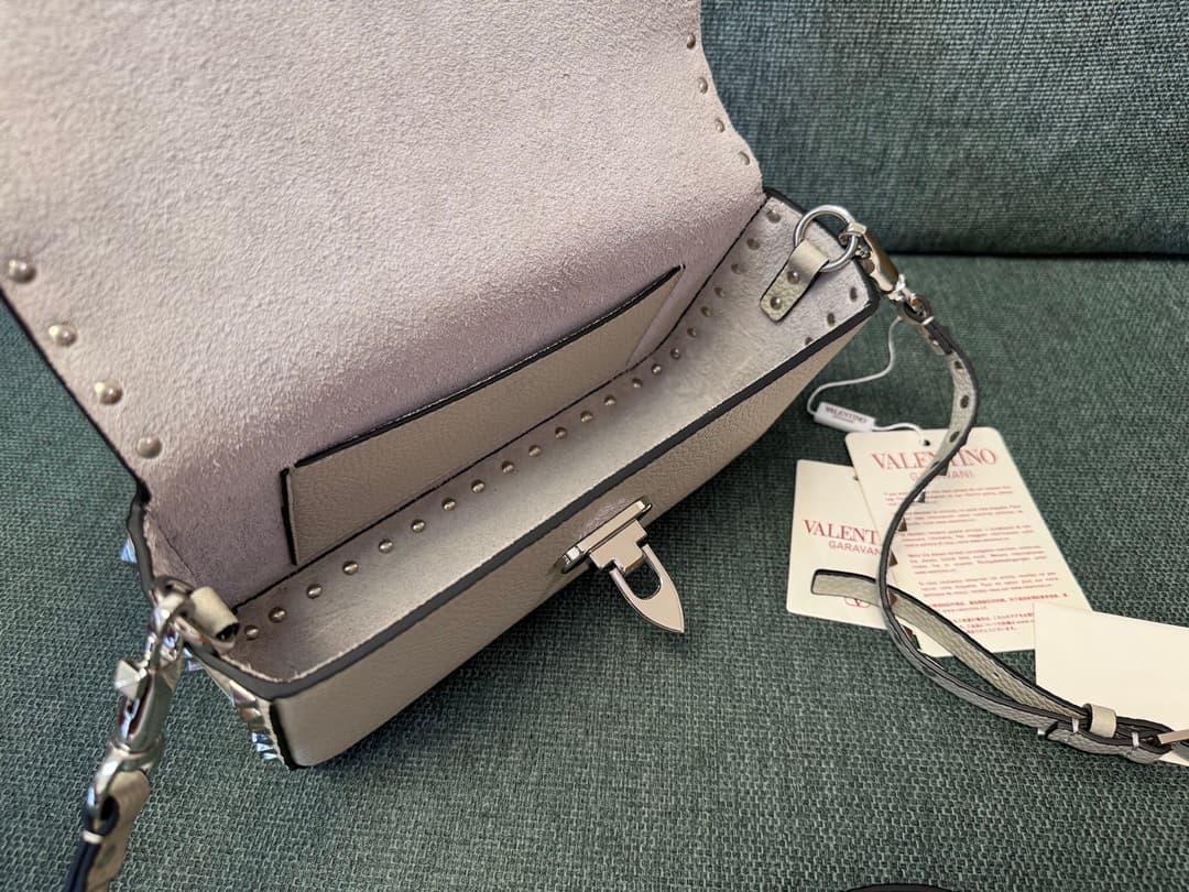 Valentino Garavani Small Rockstud Shoulder Bag Grey High