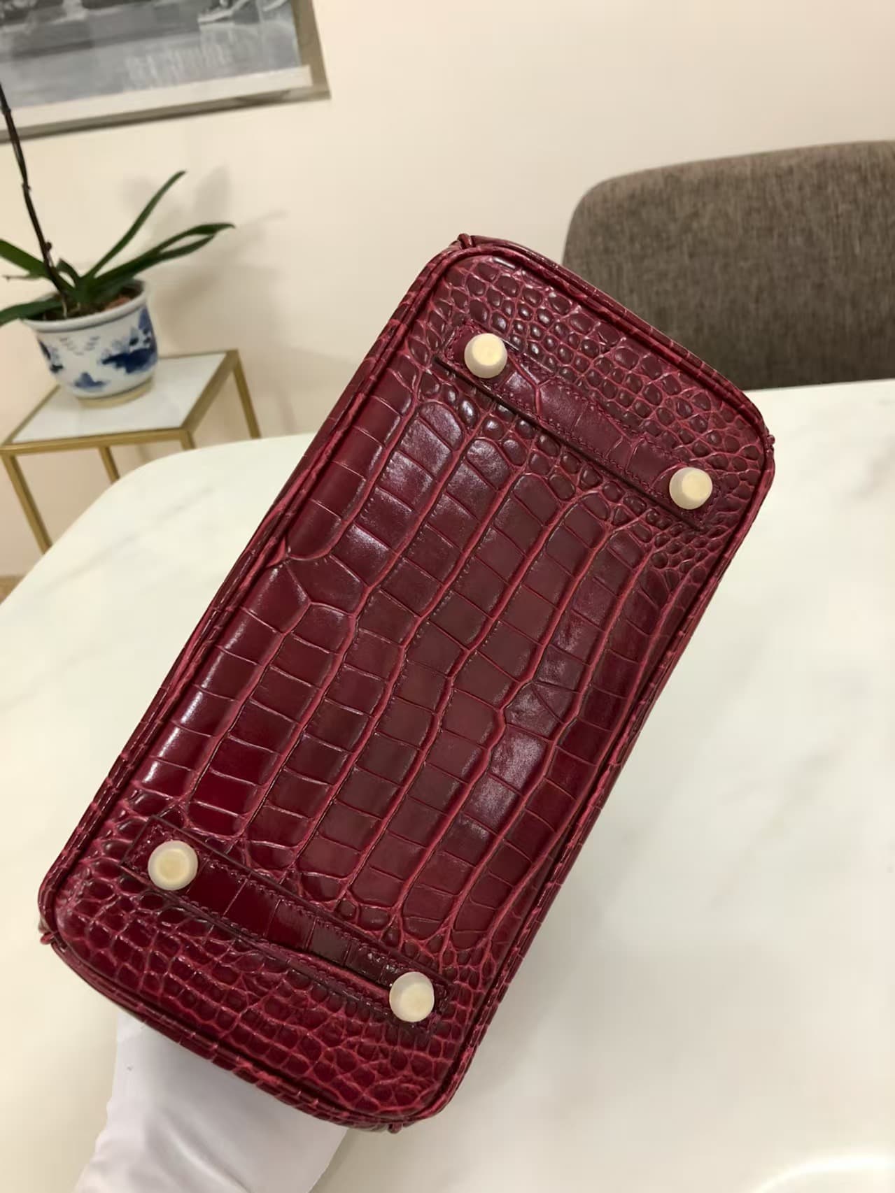 Hermes Birkin 25/30/35cm Bag Crocodile Leather In Burgundy WAX High Customizing Style
